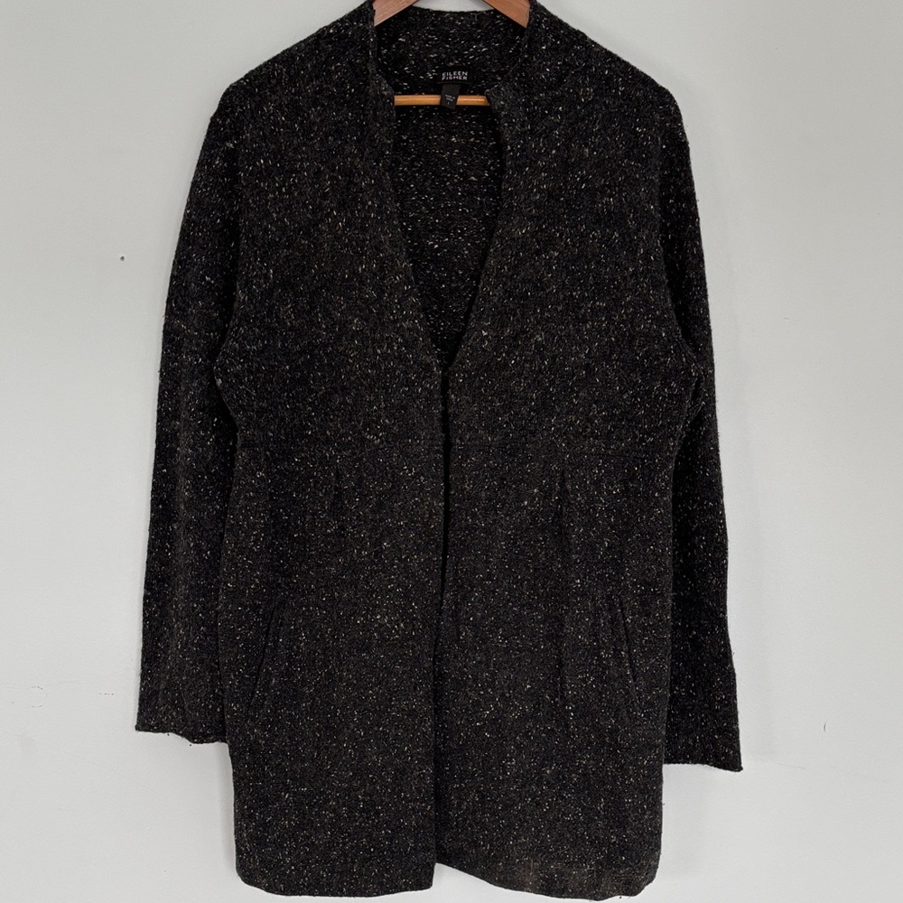 Eileen Fisher Charcoal Speckled Knit Cardigan